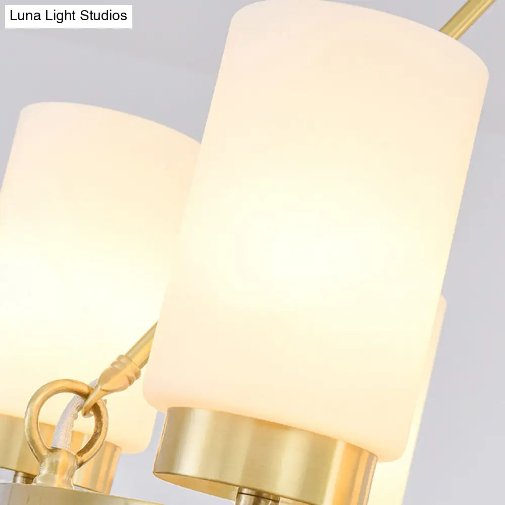 Frosted Glass Chandelier Pendant Light With Gold Finish - Classic 4/6 Lights For Bedroom