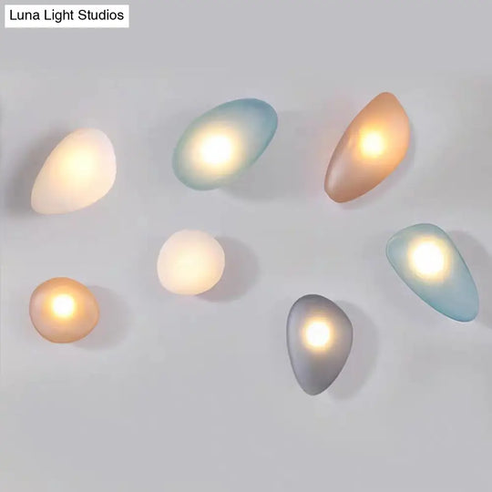 Frosted Glass Cobblestone Wall Sconce: Art Deco 1-Light Mount For Living Room