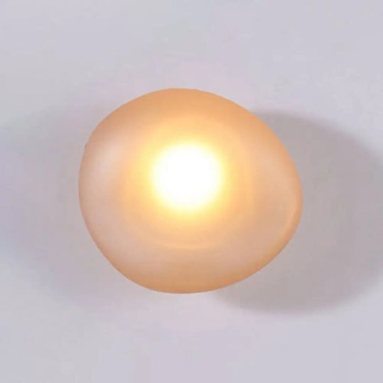 Frosted Glass Cobblestone Wall Sconce: Art Deco 1-Light Mount For Living Room Amber / Globe