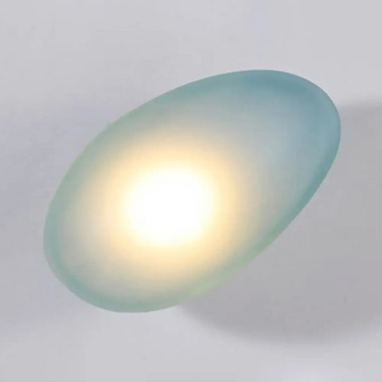 Frosted Glass Cobblestone Wall Sconce: Art Deco 1-Light Mount For Living Room Blue / Oval