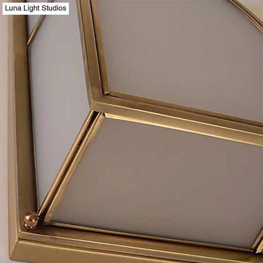 Frosted Glass Flush Ceiling Light In Classic Brass - 3/6 Lights Rectangle Design For Bedroom Mount