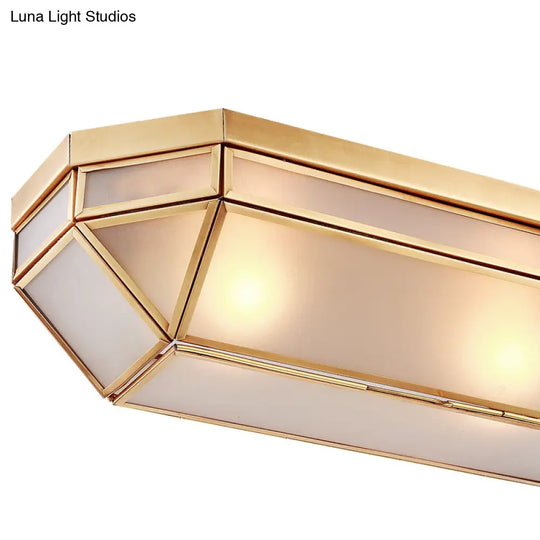 Frosted Glass Flush Mount Fixture With 2 Brass Lights - Perfect For Foyers