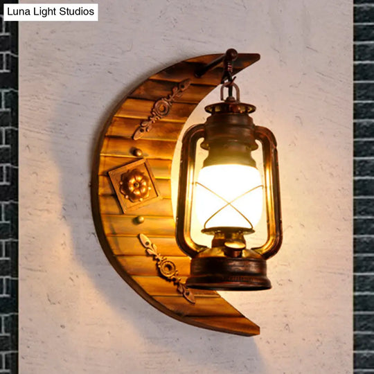 Frosted Glass Lantern Sconce - Coastal 1 Light Wall Mounted Lamp In Weathered Copper