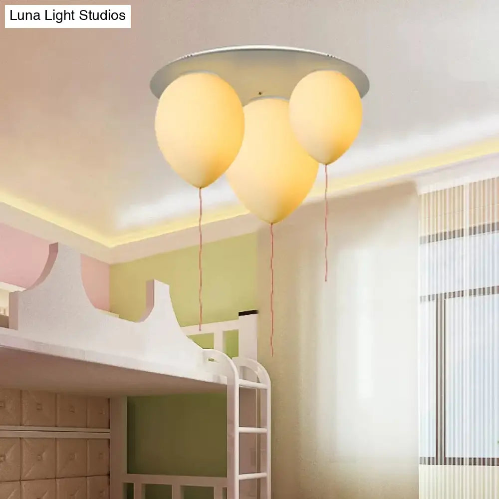 Frosted Glass Led Nursing Room Ceiling Lamp With White Balloon Design / D