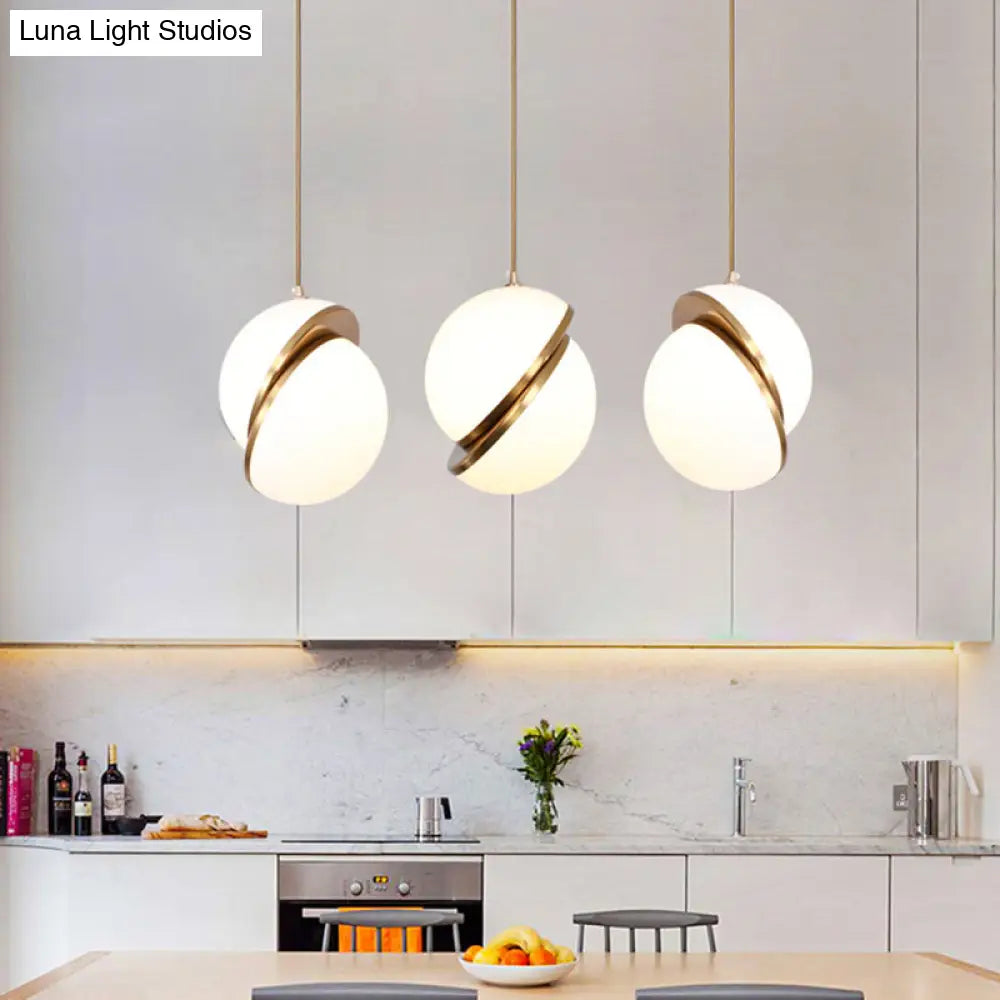 Frosted Glass Pendant Lamp In White – Contemporary 2-Hemisphere Design Ideal For Restaurants