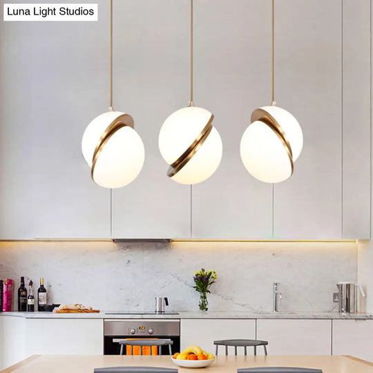 Frosted Glass Pendant Lamp In White – Contemporary 2-Hemisphere Design Ideal For Restaurants