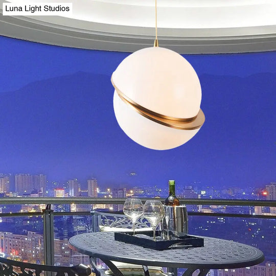 Contemporary Frosted Glass Pendant Lamp - White 2-Hemisphere Design 1 Bulb Perfect For Restaurants /