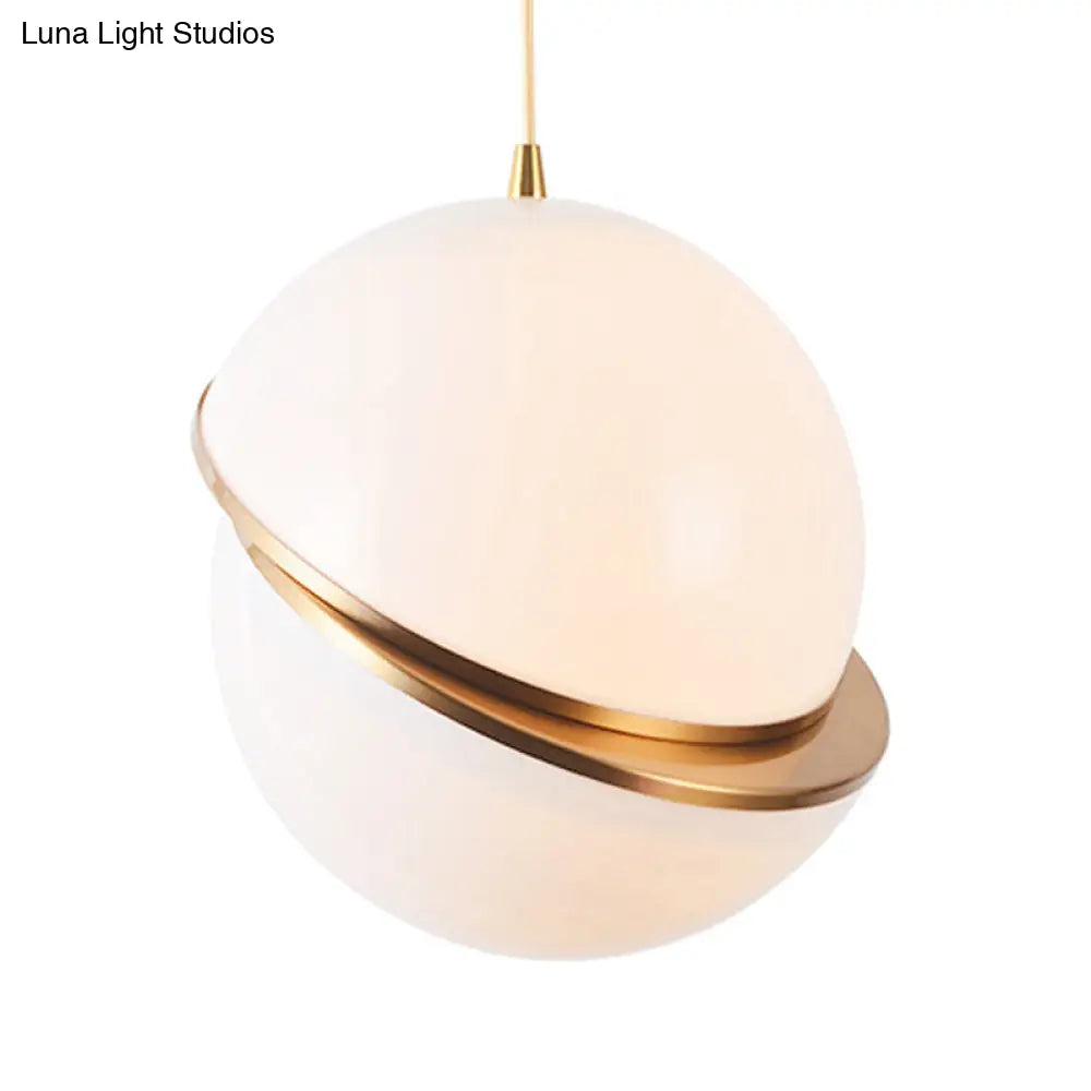 Contemporary Frosted Glass Pendant Lamp - White 2-Hemisphere Design 1 Bulb Perfect For Restaurants