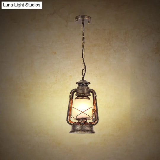 Industrial Frosted Glass Pendant Light For Restaurant Ceiling - 1-Light Suspension Lamp Brass / A