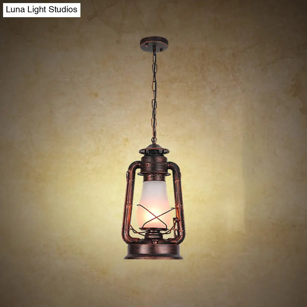 Industrial Frosted Glass Pendant Light For Restaurant Ceiling - 1-Light Suspension Lamp Copper / B