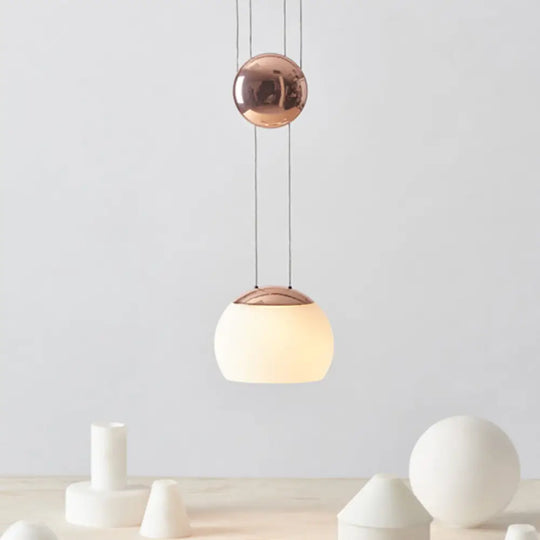 Frosted Glass Pendant Light Kit - Postmodern Rose Gold/Gold Ceiling Hang Gold