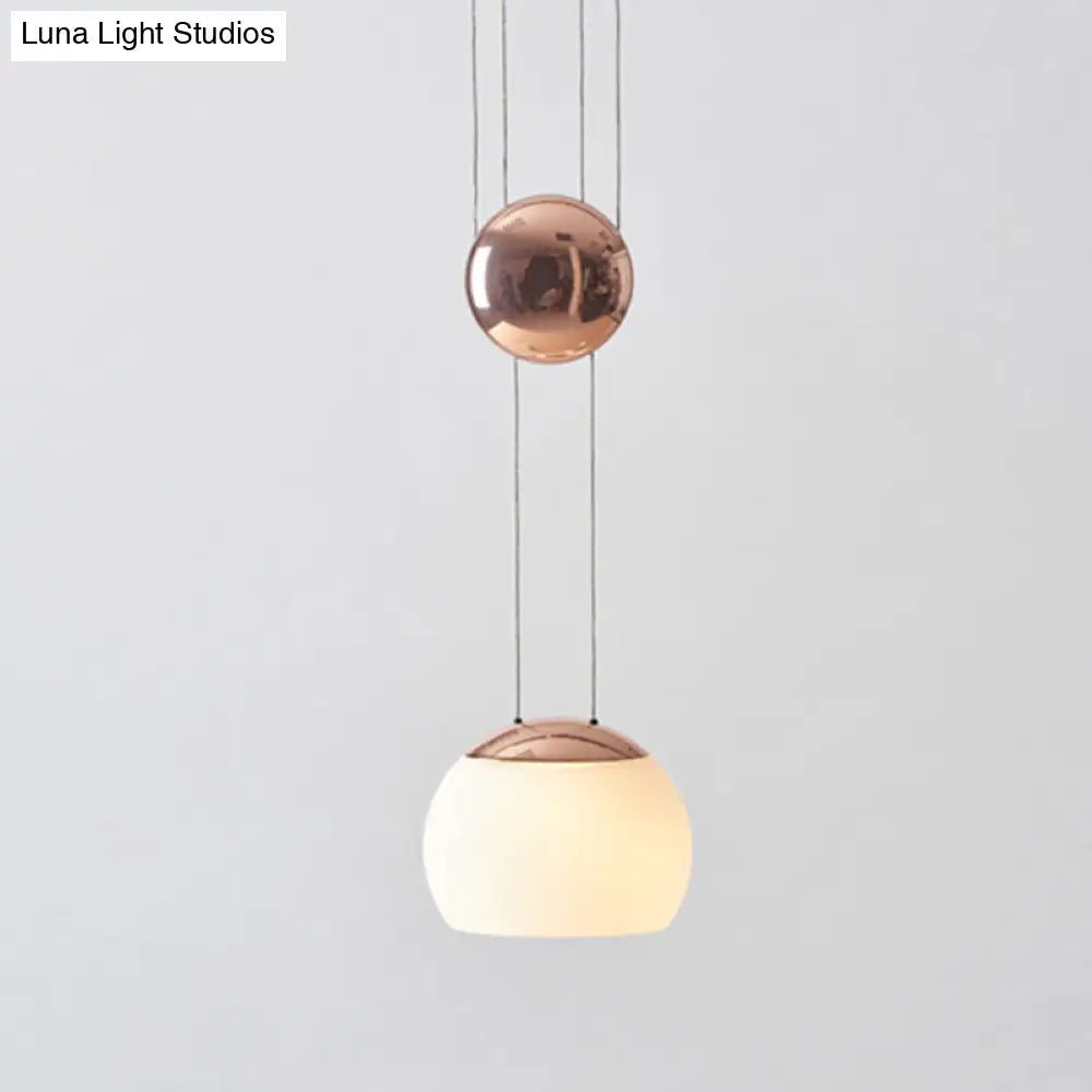 Hemisphere Frosted Glass Pendant Light Kit - Postmodern Single Rose Gold/Gold Ceiling Hang