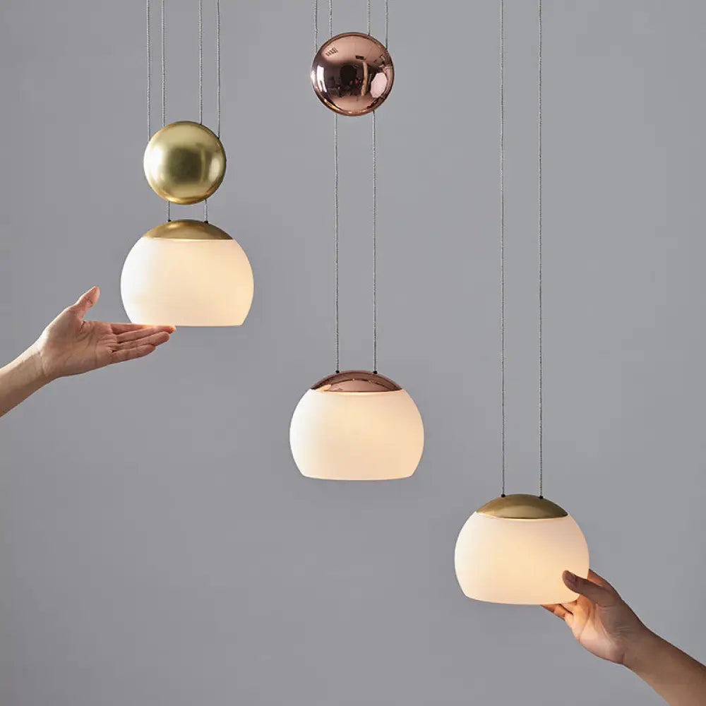 Frosted Glass Pendant Light Kit - Postmodern Rose Gold/Gold Ceiling Hang Gold