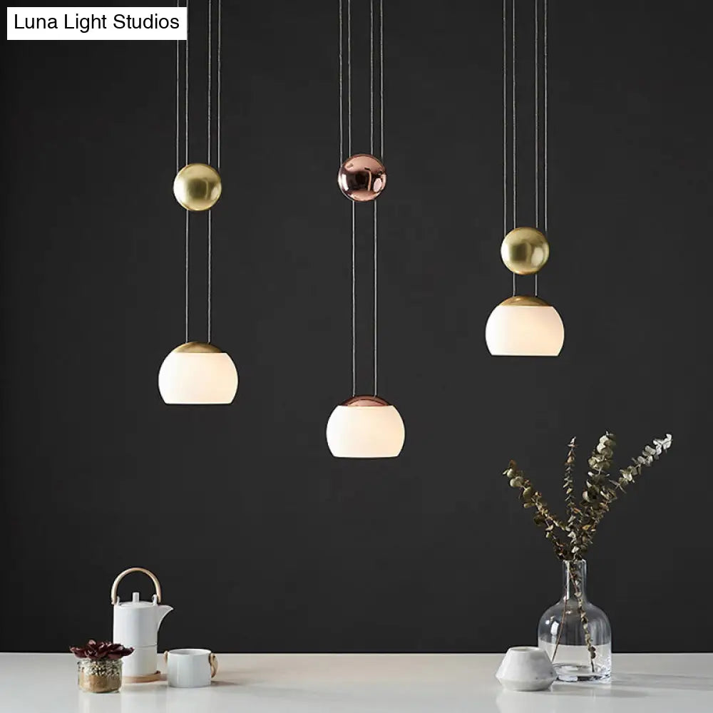 Hemisphere Frosted Glass Pendant Light Kit - Postmodern Single Rose Gold/Gold Ceiling Hang