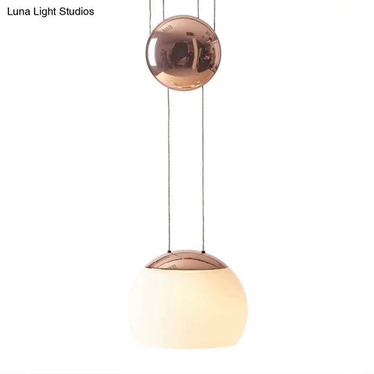 Hemisphere Frosted Glass Pendant Light Kit - Postmodern Single Rose Gold/Gold Ceiling Hang