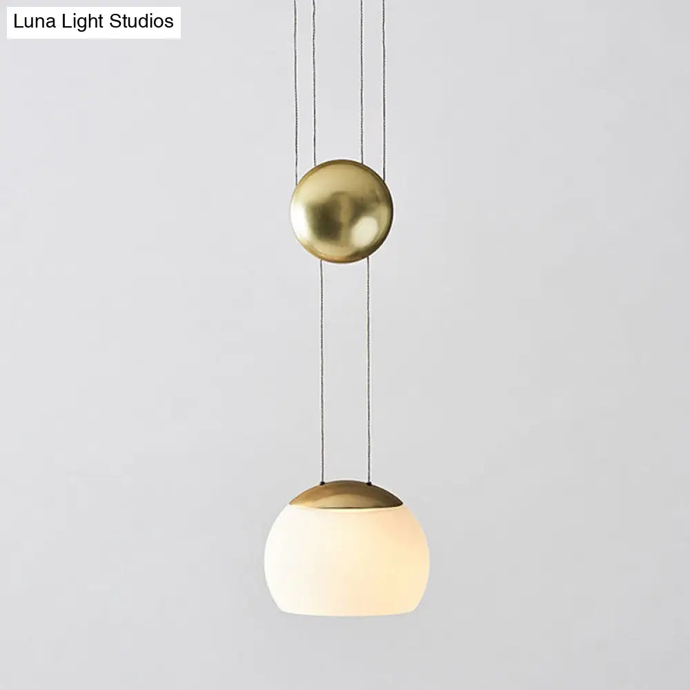Hemisphere Frosted Glass Pendant Light Kit - Postmodern Single Rose Gold/Gold Ceiling Hang