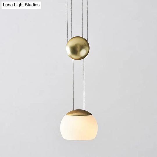 Hemisphere Frosted Glass Pendant Light Kit - Postmodern Single Rose Gold/Gold Ceiling Hang