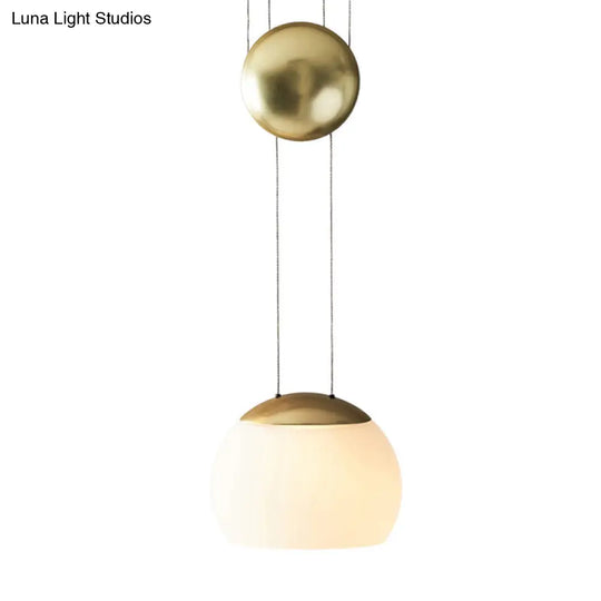 Hemisphere Frosted Glass Pendant Light Kit - Postmodern Single Rose Gold/Gold Ceiling Hang