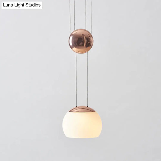 Frosted Glass Pendant Light Kit - Postmodern Rose Gold/Gold Ceiling Hang
