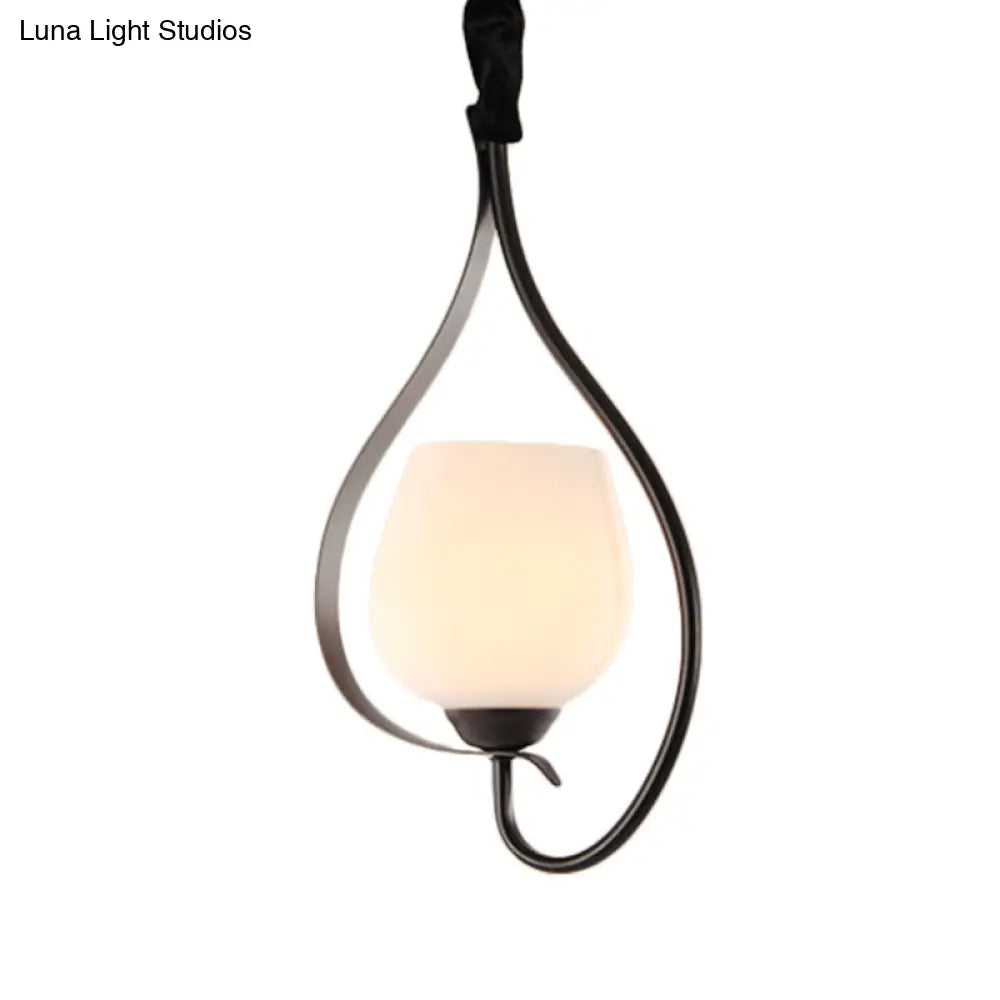 Frosted Glass Pendant Light With Contemporary Style And Black Finish - Perfect For Hanging Ceiling