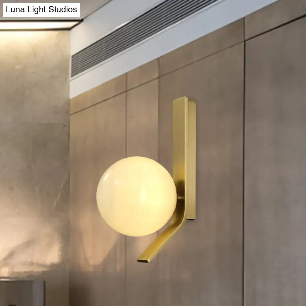 Frosted Glass Sconce: Luxury Brass Wall Mounted Light With Curved Metal Backplate