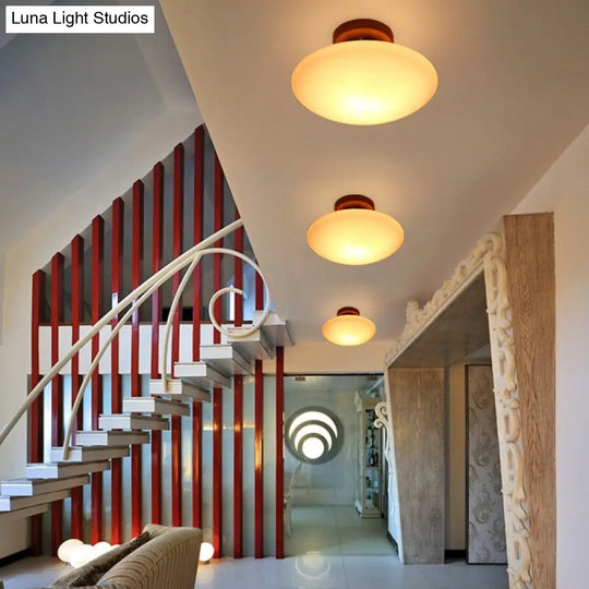 Frosted Glass Semi-Circle/Square Flush Ceiling Light - Modern 1-Light Mount For Corridor