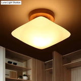 Frosted Glass Semi-Circle/Square Flush Ceiling Light - Modern 1-Light Mount For Corridor