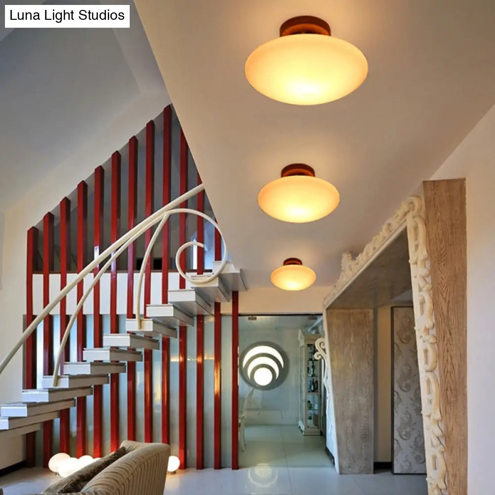 Frosted Glass Semi-Circle/Square Flush Ceiling Light - Modern 1-Light Mount For Corridor