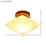 Frosted Glass Semi-Circle/Square Flush Ceiling Light - Modern 1-Light Mount For Corridor