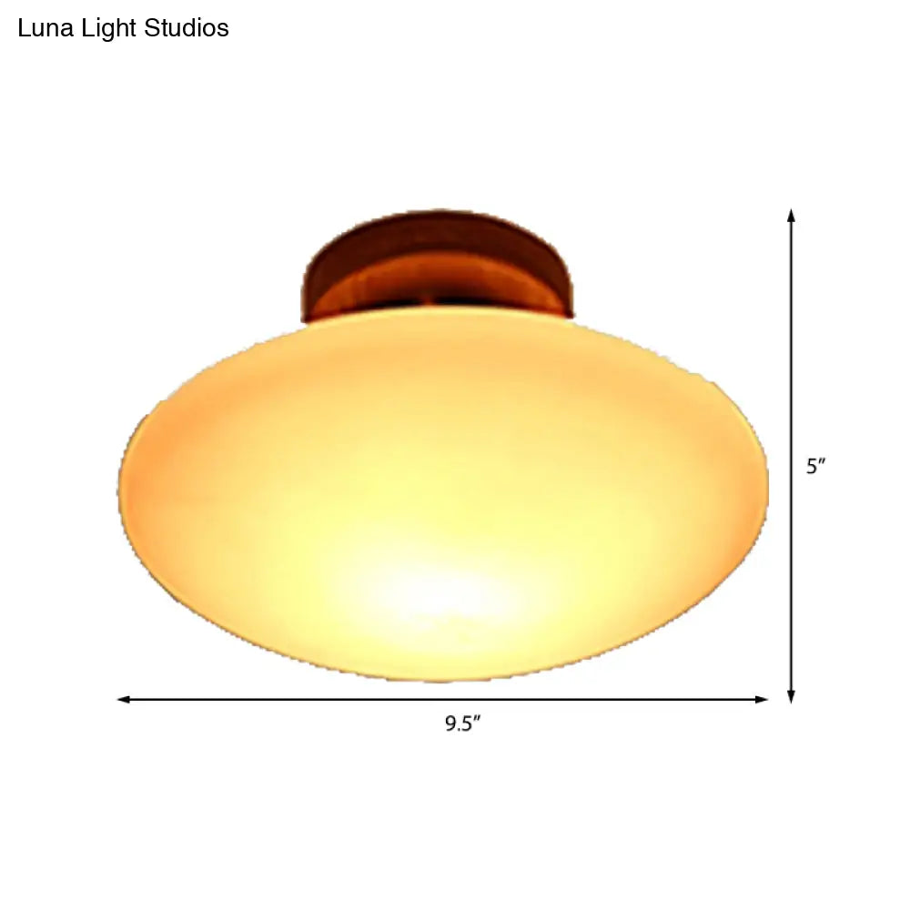 Frosted Glass Semi-Circle/Square Flush Ceiling Light - Modern 1-Light Mount For Corridor