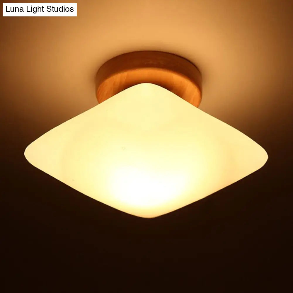 Frosted Glass Semi-Circle/Square Flush Ceiling Light - Modern 1-Light Mount For Corridor