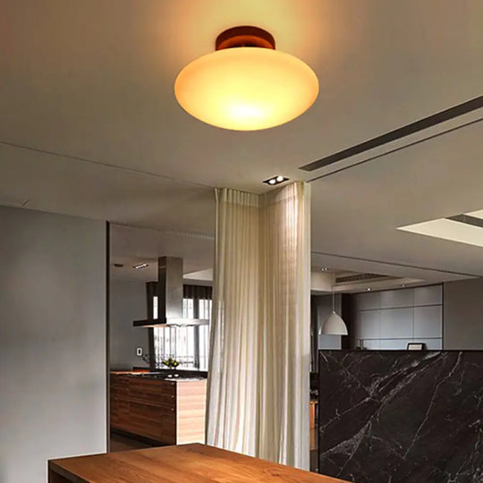 Frosted Glass Semi-Circle/Square Flush Ceiling Light - Modern 1-Light Mount For Corridor White /