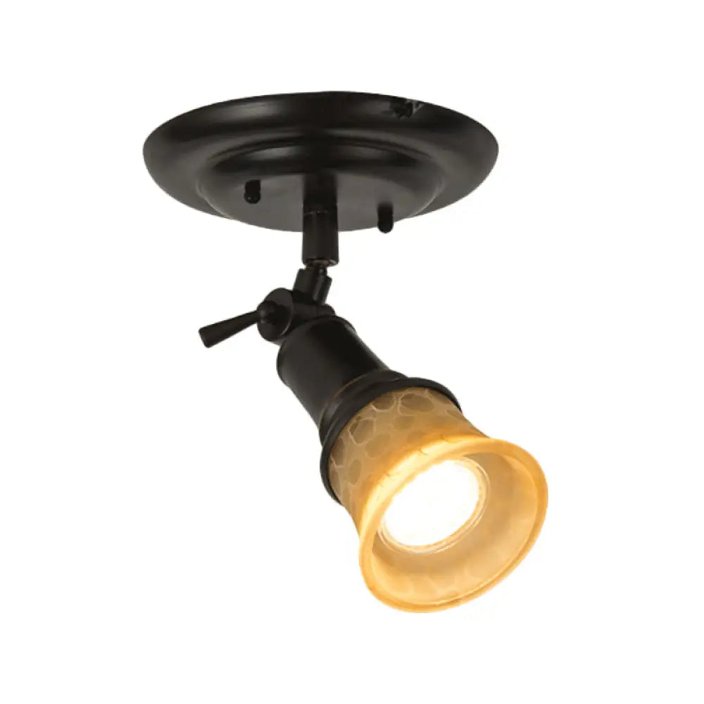 Frosted Glass Semi Flush Black Bell Corridor Ceiling Light With Adjustable Metallic Finish 1 /