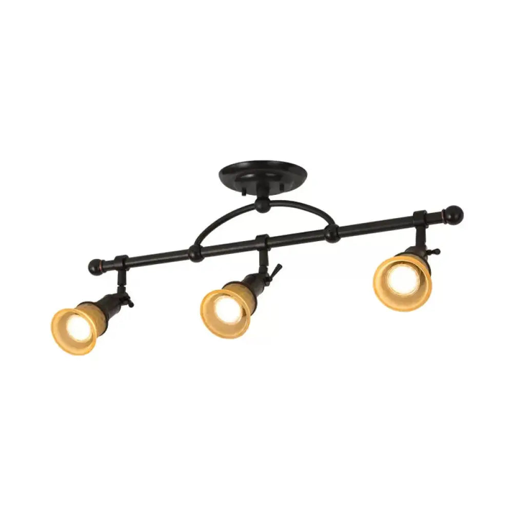 Frosted Glass Semi Flush Black Bell Corridor Ceiling Light With Adjustable Metallic Finish 3 /