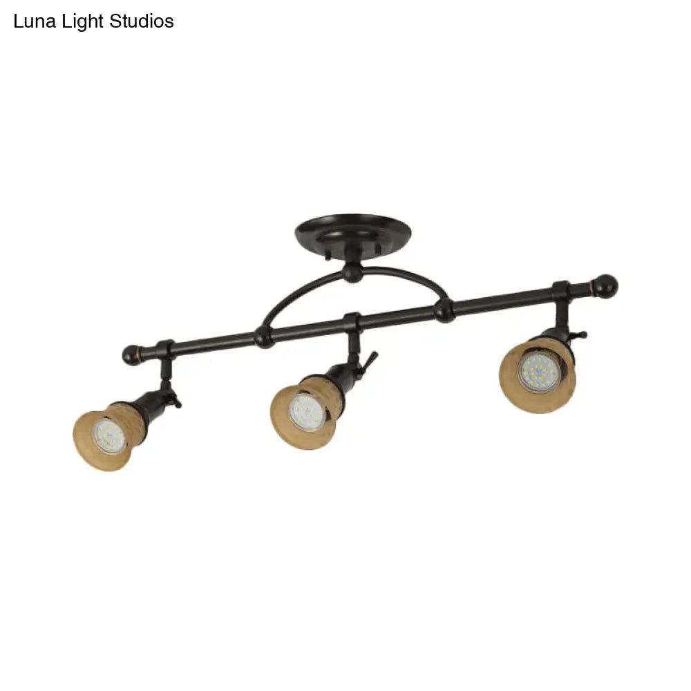 Frosted Glass Semi Flush Black Bell Corridor Ceiling Light With Adjustable Metallic Finish