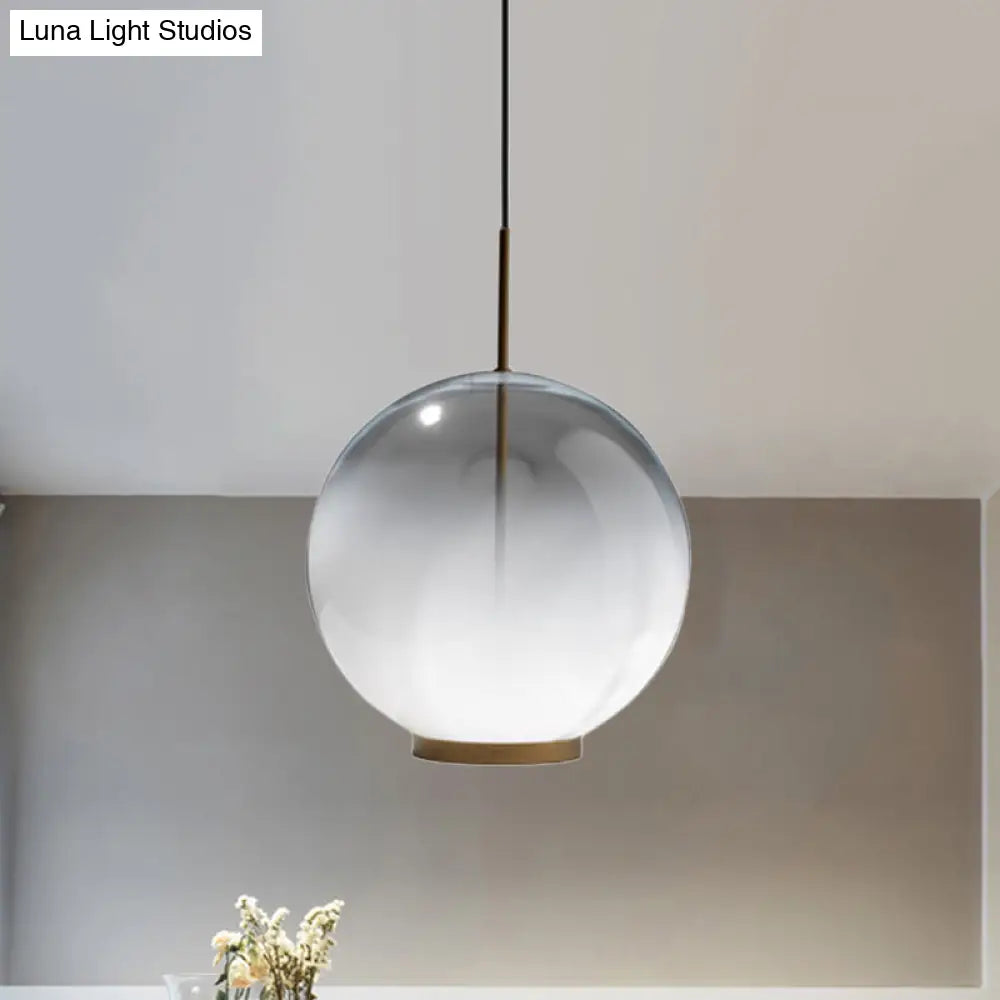 Sleek Sphere Pendant Light - Frosted Glass Single Bulb Dining Table Suspension Gold