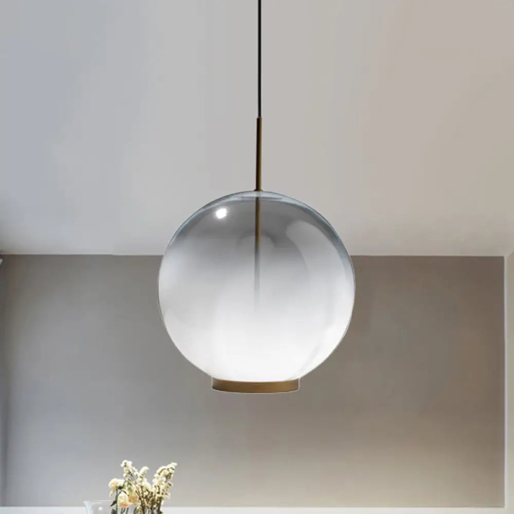 Frosted Glass Sphere Pendant Single Bulb Dining Table Light Gold