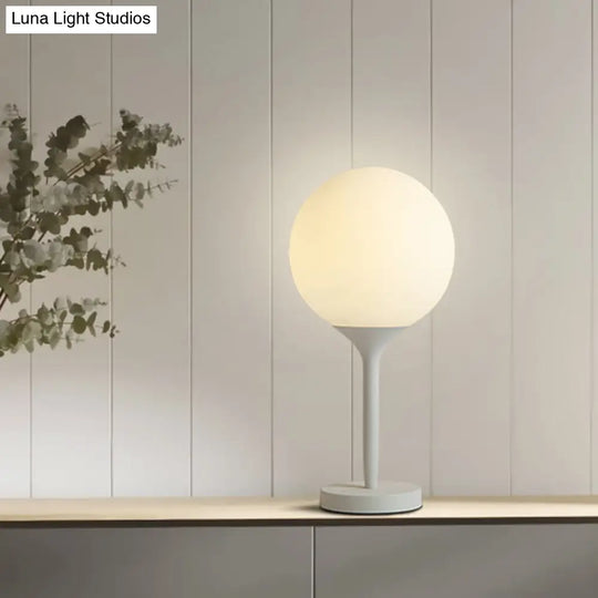 Frosted Glass Spheroid Night Lamp - Simplicity 1-Light Table Lighting For Living Room 6/10 Wide