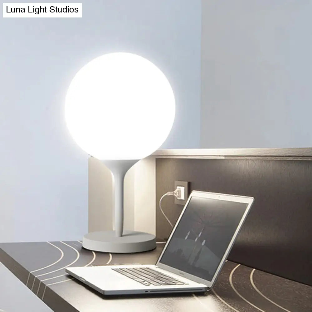 Frosted Glass Spheroid Night Lamp - Simplicity 1-Light Table Lighting For Living Room 6/10 Wide