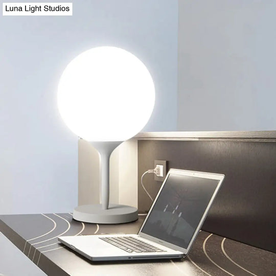 Frosted Glass Spheroid Night Lamp - Simplicity 1-Light Table Lighting For Living Room 6/10 Wide