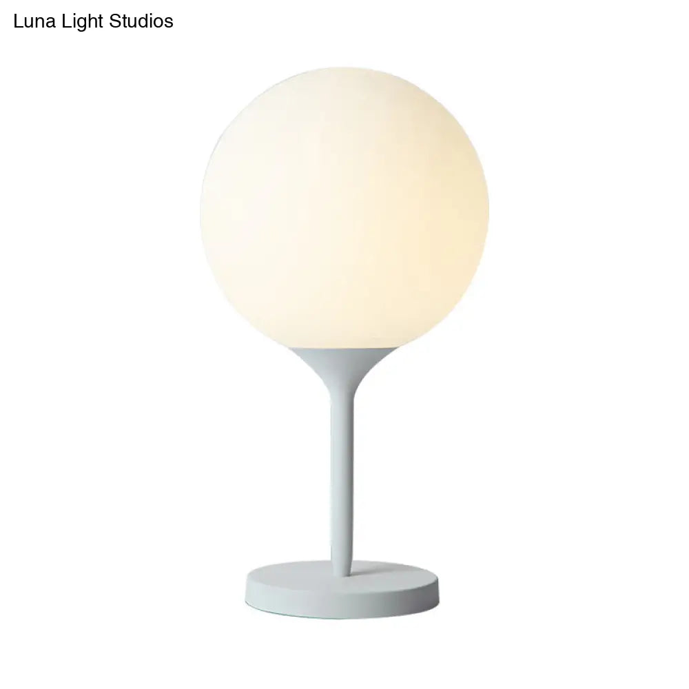 Frosted Glass Spheroid Night Lamp - Simplicity 1-Light Table Lighting For Living Room 6/10 Wide