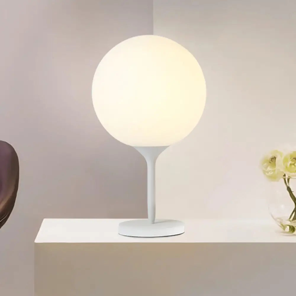 Frosted Glass Spheroid Night Lamp - Simplicity 1-Light Table Lighting For Living Room 6/10 Wide