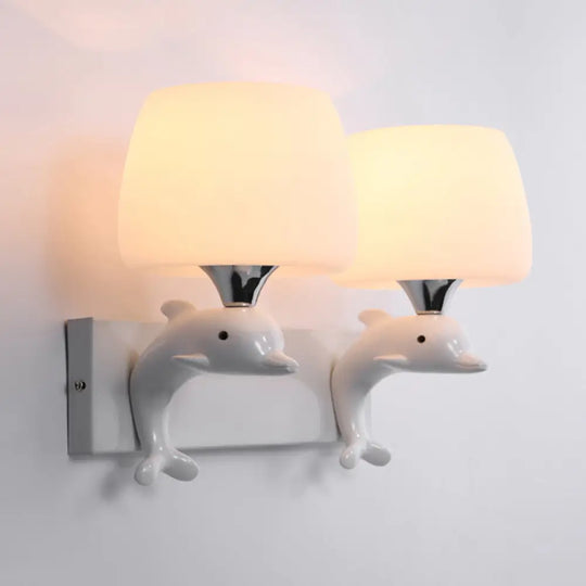 Frosted Glass Urn Wall Sconce - Modern White Finish For Study Room 2 /