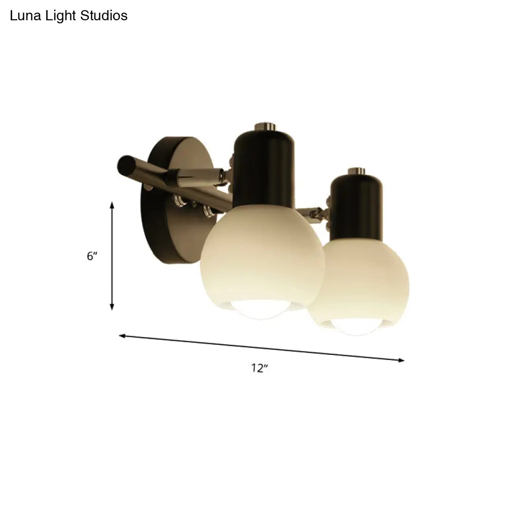 Frosted Glass Vanity Lighting - Traditional Style 2/3 Lights Bathroom Wall Lamp Black