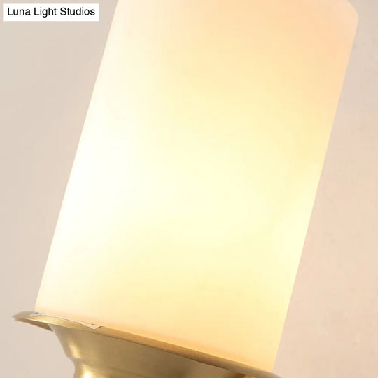 Frosted Glass Wall Lamp In Modernist Style 1-Light Living Room Sconce With Brass Fixture