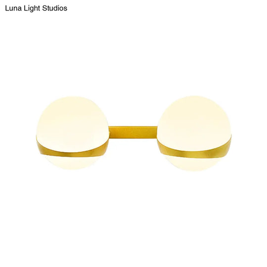 Frosted Glass Wall Lamp With Gold Finish - Modern Spherical Design (1/2 Heads)