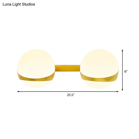 Frosted Glass Wall Lamp With Gold Finish - Modern Spherical Design (1/2 Heads)