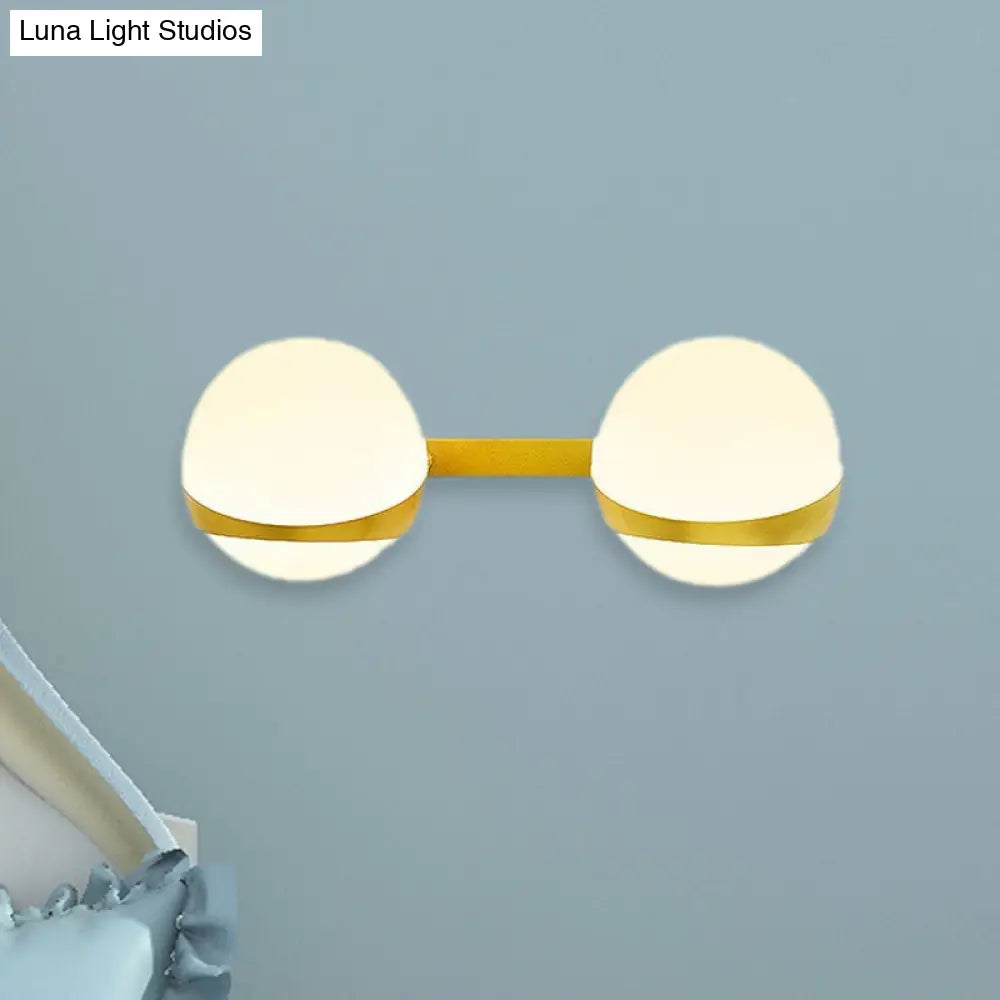 Frosted Glass Wall Lamp With Gold Finish - Modern Spherical Design (1/2 Heads)