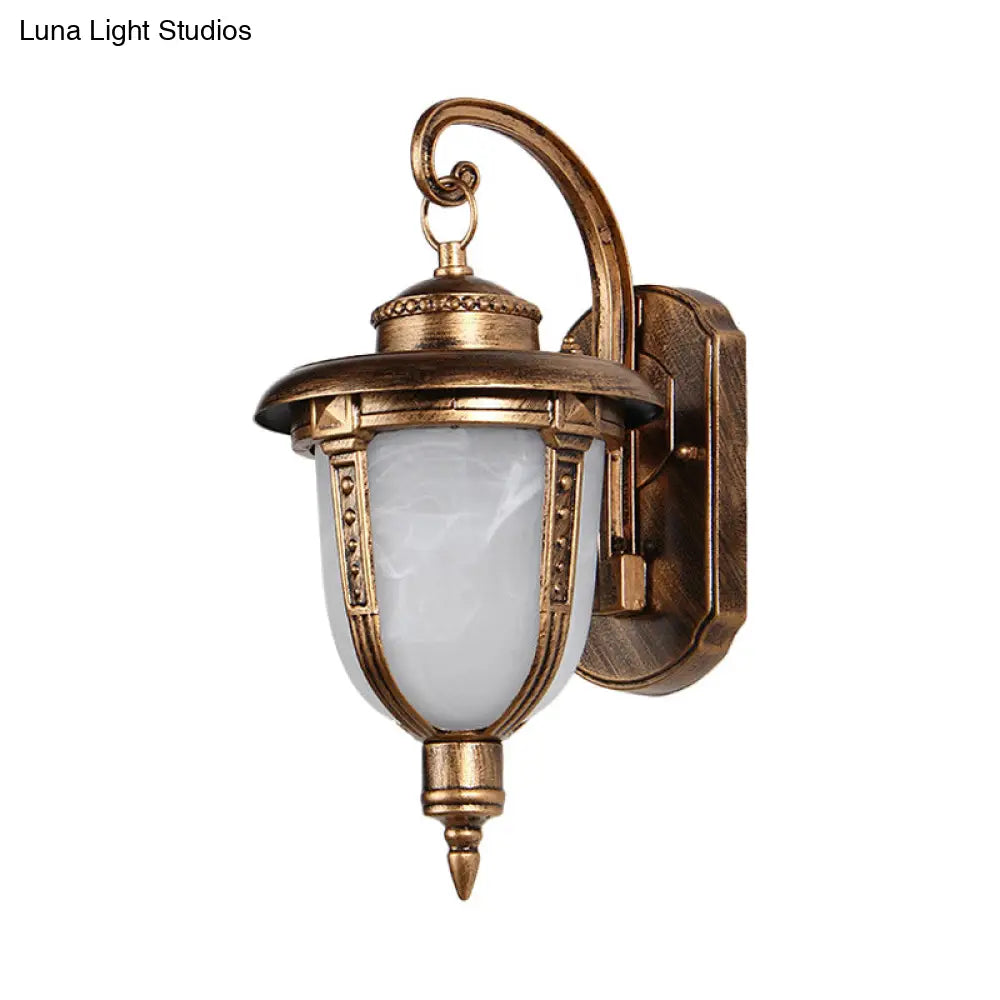 Frosted Glass Wall Sconce - Country Style Outdoor Hanging Light Black/Gold/Bronze