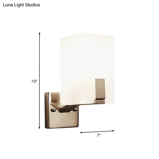 Frosted Glass Wall Sconce With Modern Nickel Mount 1 Light